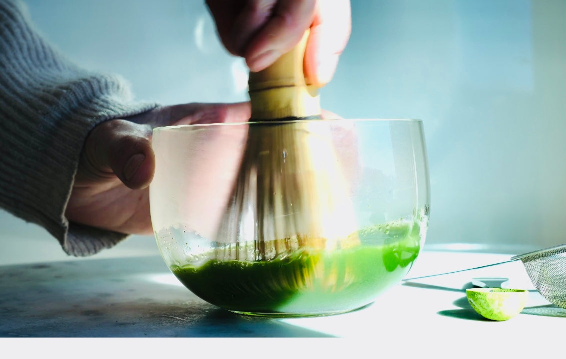 Prepare matcha properly using organic Japanese matcha powder and a matcha whisk